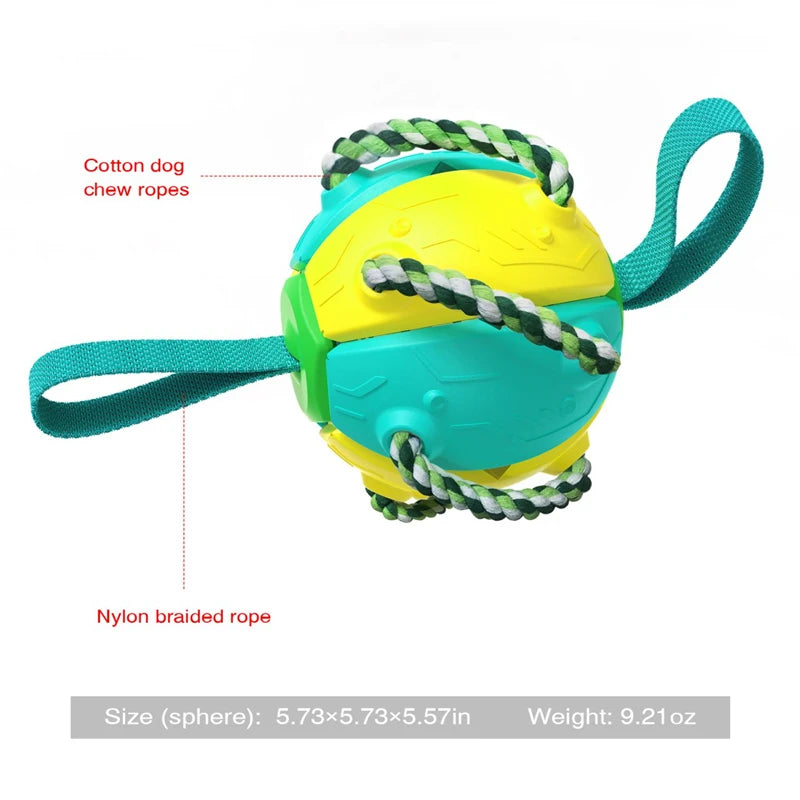 UFO Magic Ball 2In1 Multifunctional Tranining Outdoor Interactive Dog Toys Agility Ball with Chew Ropes Play in Swimming Pool