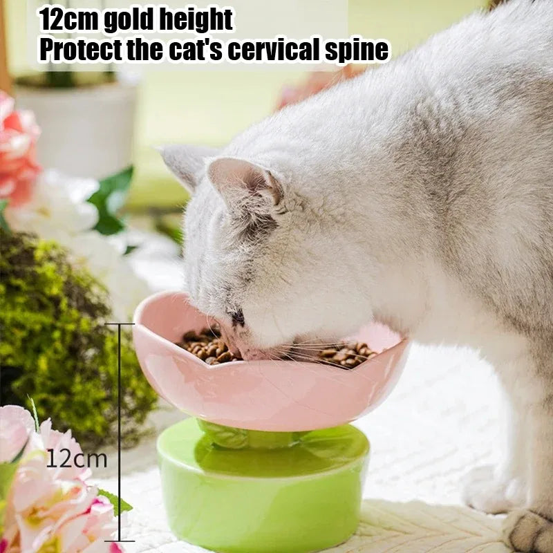 2024 Cute Pet Bowl Creative Flower-Shaped Bowl Cat Food Ceramics Water Bowl Pet Accessories for Cats Pet Products