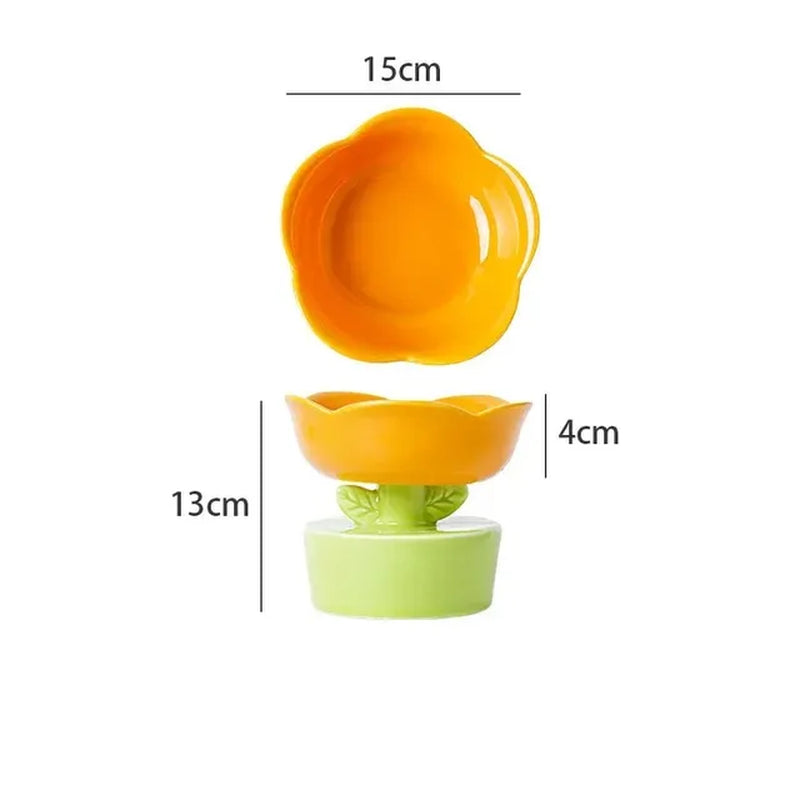 2024 Cute Pet Bowl Creative Flower-Shaped Bowl Cat Food Ceramics Water Bowl Pet Accessories for Cats Pet Products