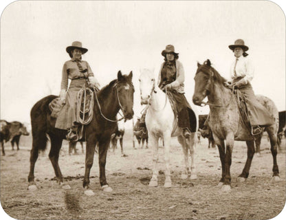 3 Rodeo Cowgirls On Horses Mouse Pad Western Theme Old West