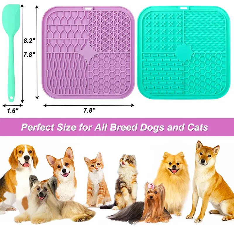 Licking Mat for Dogs and Cats, 2 Pack Lick Pad with Suction Cups for Slow Eating and Keep Busy, Dog Enrichment Toys for Reduce Boredom and Mental Stimulation