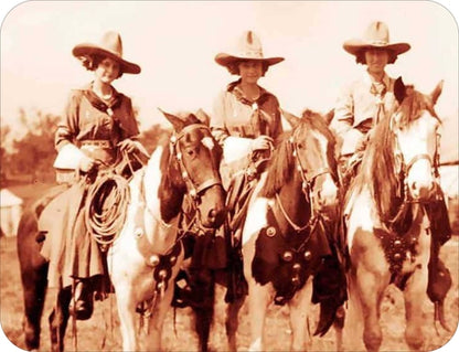 3 Rodeo Cowgirls On Horses Mouse Pad Western Theme Old West