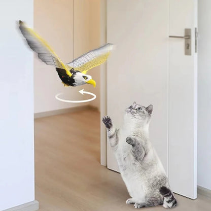 Simulation Bird Interactive Cat Toys Electric Hanging Eagle Flying Bird Cat Teasering Play Cat Stick Scratch Rope Kitten Dog Toy