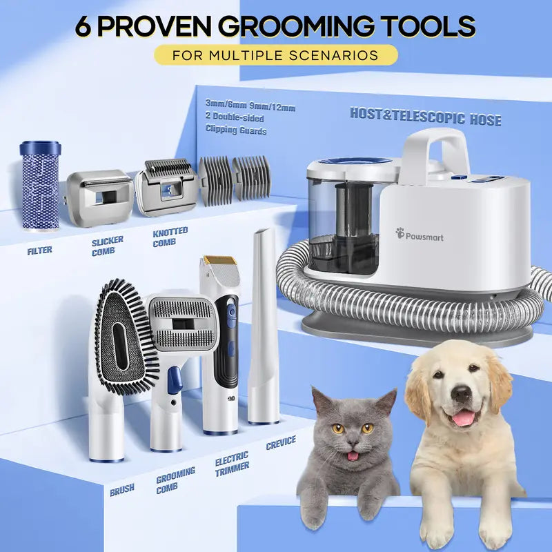 Dog Grooming Vacuum & Pet Hair Dryer & Dog Electric Clippers Suction Pet Hair, Large Capacity Dog Vacuum