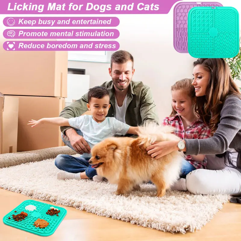 Licking Mat for Dogs and Cats, 2 Pack Lick Pad with Suction Cups for Slow Eating and Keep Busy, Dog Enrichment Toys for Reduce Boredom and Mental Stimulation