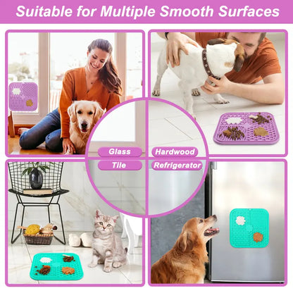 Licking Mat for Dogs and Cats, 2 Pack Lick Pad with Suction Cups for Slow Eating and Keep Busy, Dog Enrichment Toys for Reduce Boredom and Mental Stimulation