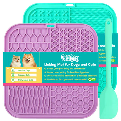 Licking Mat for Dogs and Cats, 2 Pack Lick Pad with Suction Cups for Slow Eating and Keep Busy, Dog Enrichment Toys for Reduce Boredom and Mental Stimulation