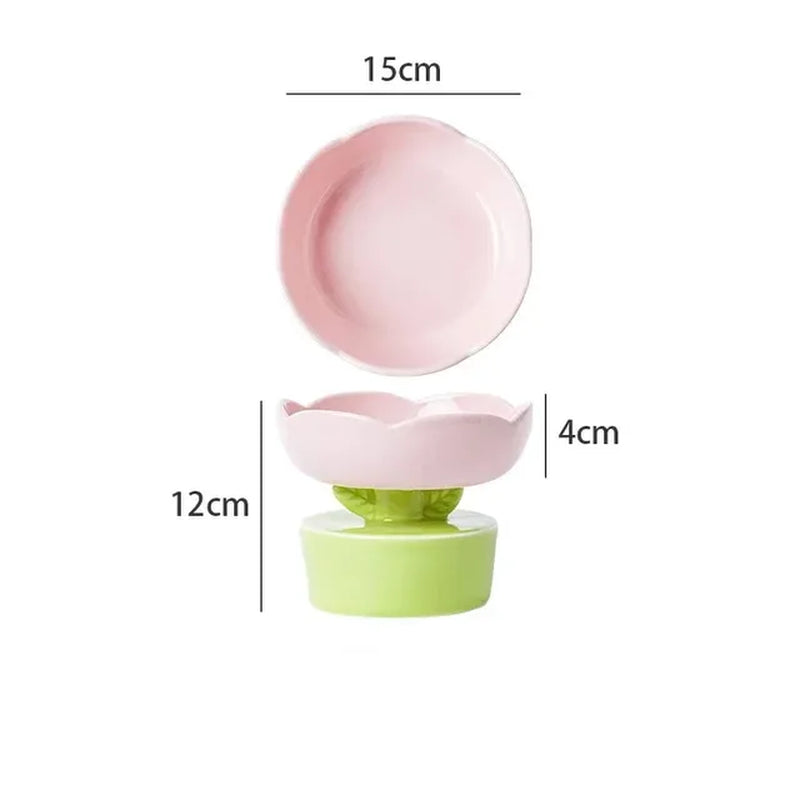 2024 Cute Pet Bowl Creative Flower-Shaped Bowl Cat Food Ceramics Water Bowl Pet Accessories for Cats Pet Products