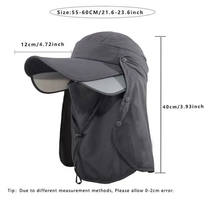 3PCS Men Bucket Hat with Shawl and Face Cover Summer Anti-Uv Outdoor Hiking Fishing Hat Removable Face Neck Protection Panama