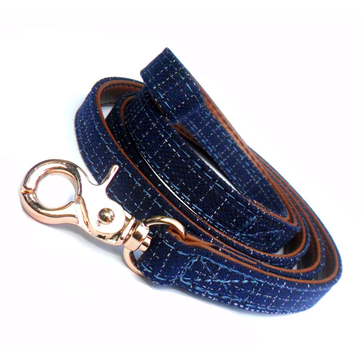 Blue Denim Fabric Dog Leads