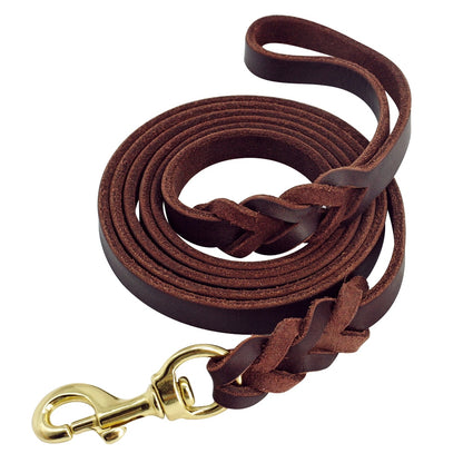 Genuine Leather Dog Leash K9 Dogs Long Leashes