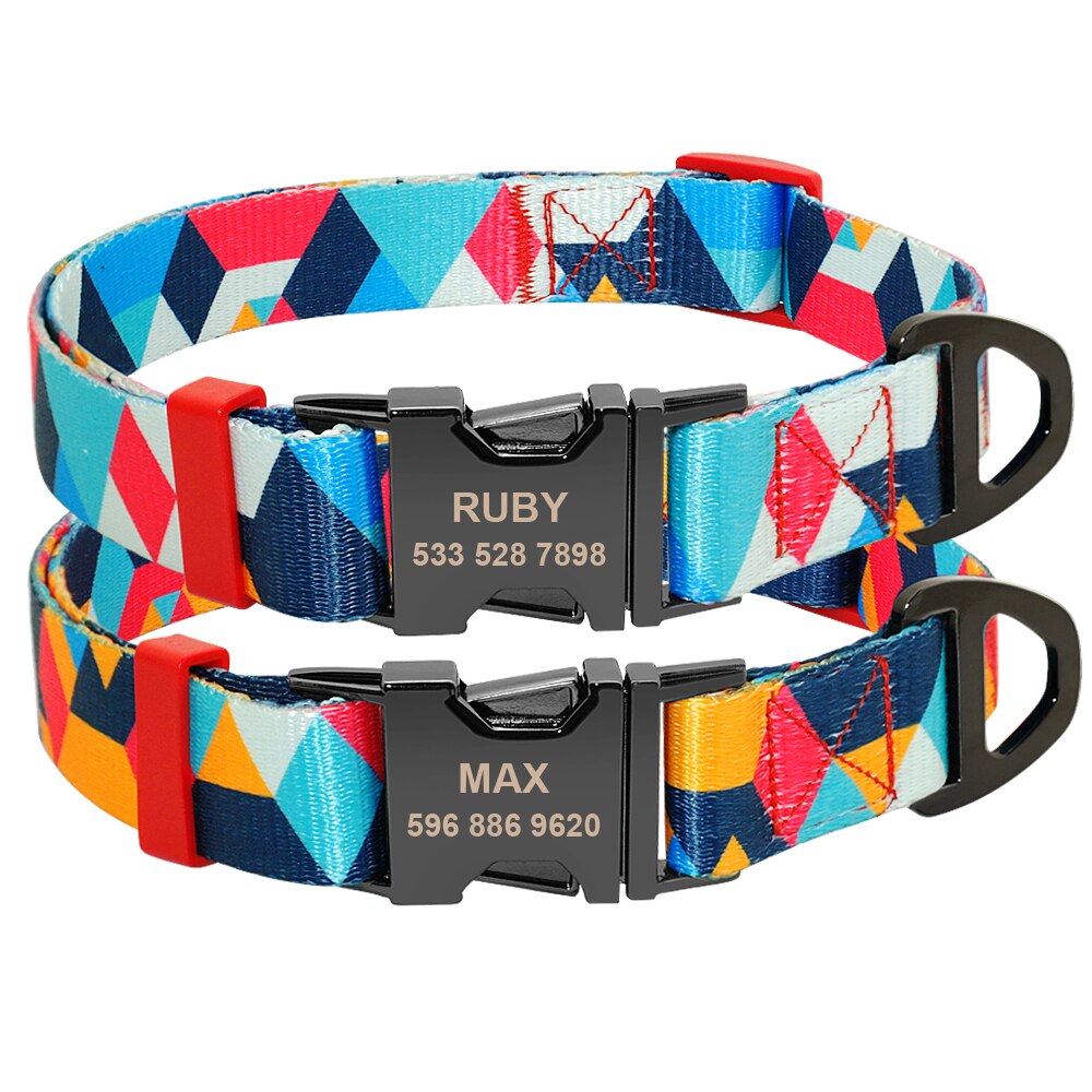 Pet Dog Collar Personalized Nylon Print Small Dog