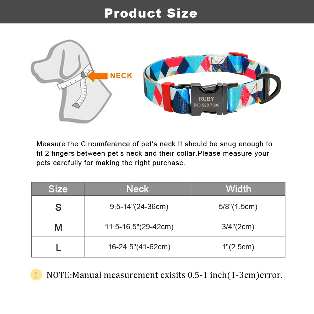 Pet Dog Collar Personalized Nylon Print Small Dog