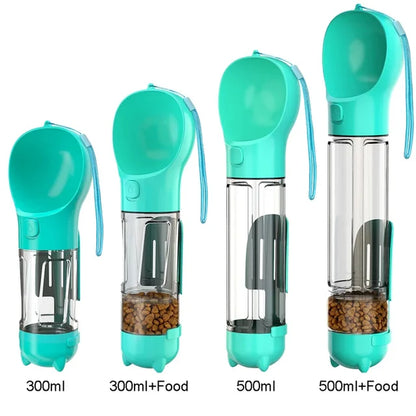 Portable Cat and Dog Water Bottle, Food Feeder, Drinking Fountain, 3 in 1 Poop Dispenser, Leak Proof,