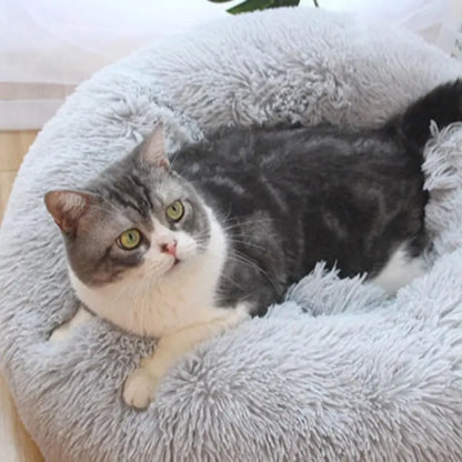 Round Plush Cat Bed, Soft Sleeping Cat Nest, Warm Fleeced Cat Cave, Cute Pet Condo for Cats & Dogs, Pet Supplies (It Is Recommended to Take One Size Larger)