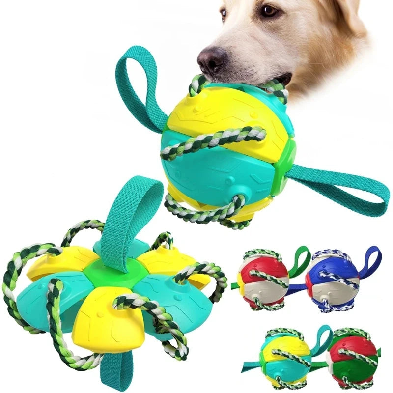 UFO Magic Ball 2In1 Multifunctional Tranining Outdoor Interactive Dog Toys Agility Ball with Chew Ropes Play in Swimming Pool