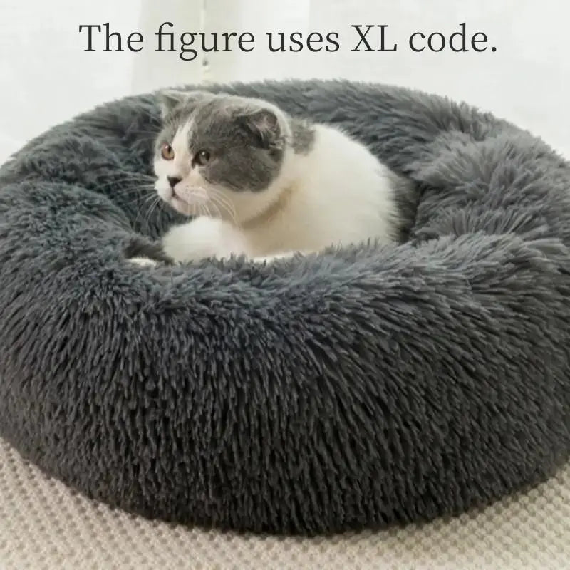 Round Plush Cat Bed, Soft Sleeping Cat Nest, Warm Fleeced Cat Cave, Cute Pet Condo for Cats & Dogs, Pet Supplies (It Is Recommended to Take One Size Larger)