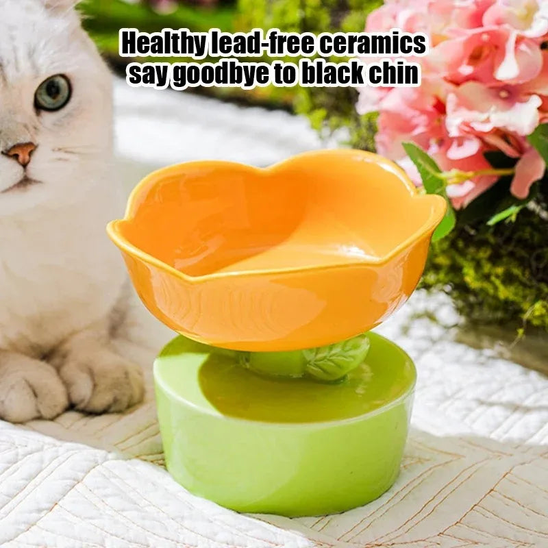 2024 Cute Pet Bowl Creative Flower-Shaped Bowl Cat Food Ceramics Water Bowl Pet Accessories for Cats Pet Products