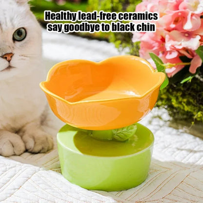 2024 Cute Pet Bowl Creative Flower-Shaped Bowl Cat Food Ceramics Water Bowl Pet Accessories for Cats Pet Products