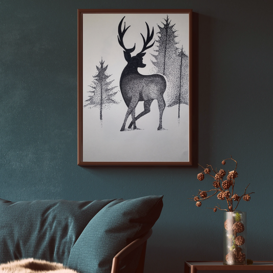 The Spotted Stag – Stippled Deer Painting for Home decor