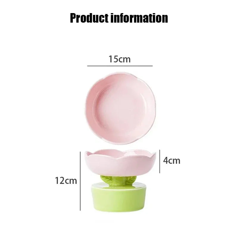 2024 Cute Pet Bowl Creative Flower-Shaped Bowl Cat Food Ceramics Water Bowl Pet Accessories for Cats Pet Products