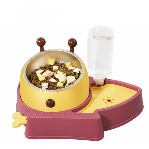 Elevated Tilted Food and Water Bowl Set, Raised Bowl with Automatic