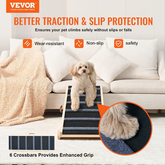 VEVOR Dog Ramp, Folding Pet Ramp for Bed, Adjustable Dog Ramp for