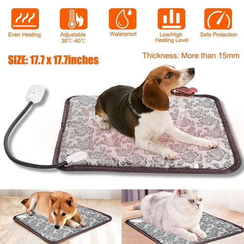 Pet Heating Pad Dog Cat Electric Heating Mat Waterproof Adjustable