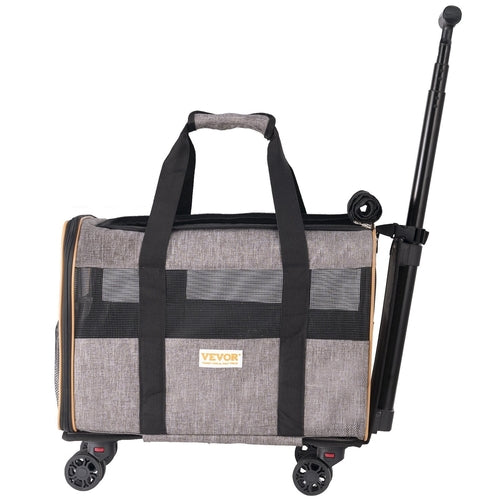 VEVOR Cat Carrier with Wheels, Airline Approved Rolling Pet Carrier