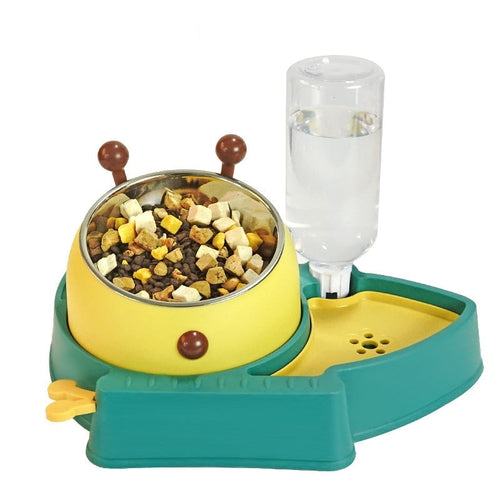 Elevated Tilted Food and Water Bowl Set, Raised Bowl with Automatic