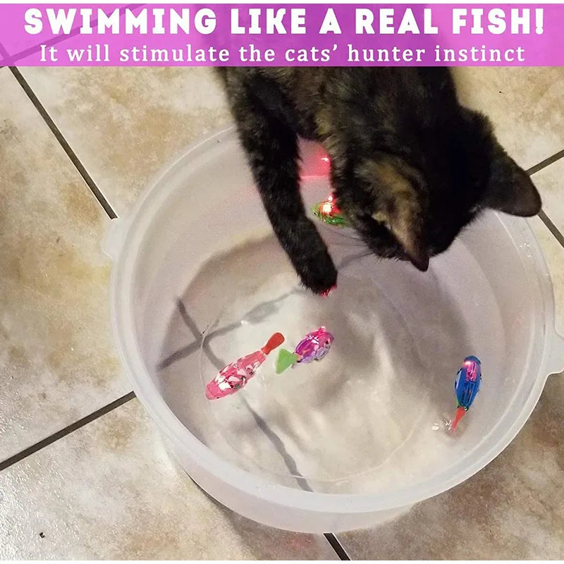 Cat Interactive Electric Fish Toy Water Cat Toy for Indoor Play Swimming Robot Fish Toy for Cat and Dog with LED Light Pet Toys