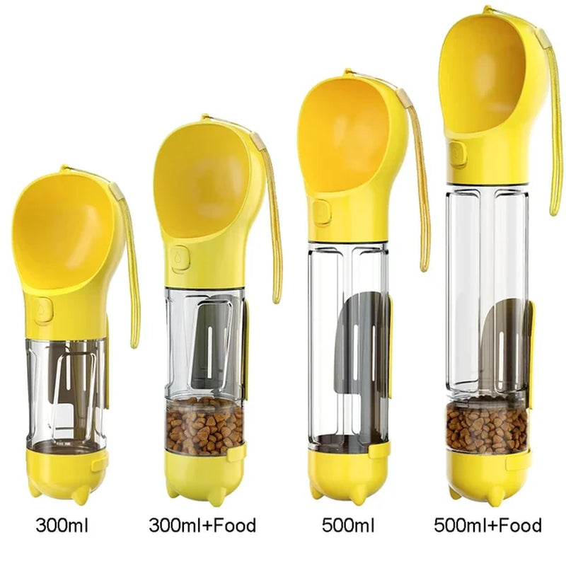 Portable Cat and Dog Water Bottle, Food Feeder, Drinking Fountain, 3 in 1 Poop Dispenser, Leak Proof,